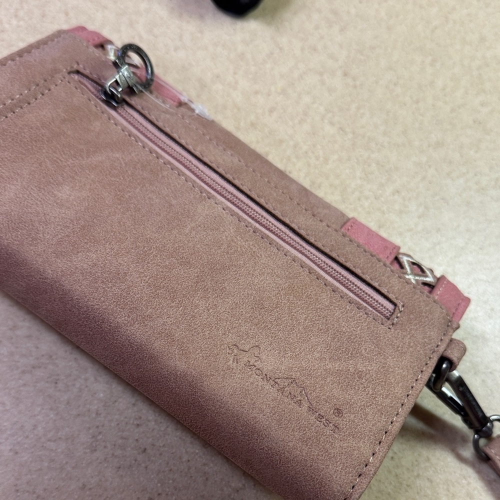 Montana West Pink and Brown Women's wristlet wallet RFID protected - Picture 12 of 16